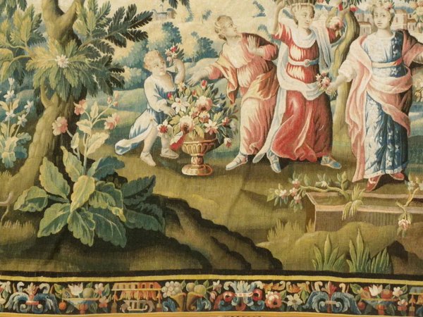 Tapisserie d'Aubusson - Cortège de Flore - Epoque 17e - Dim:L480xH275