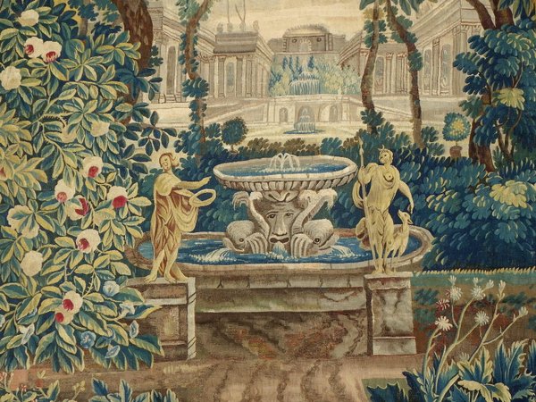 Tapisserie de Lille - Villa d'Este et Verdure exotique - Epoque 18e - Dim:L365xH265
