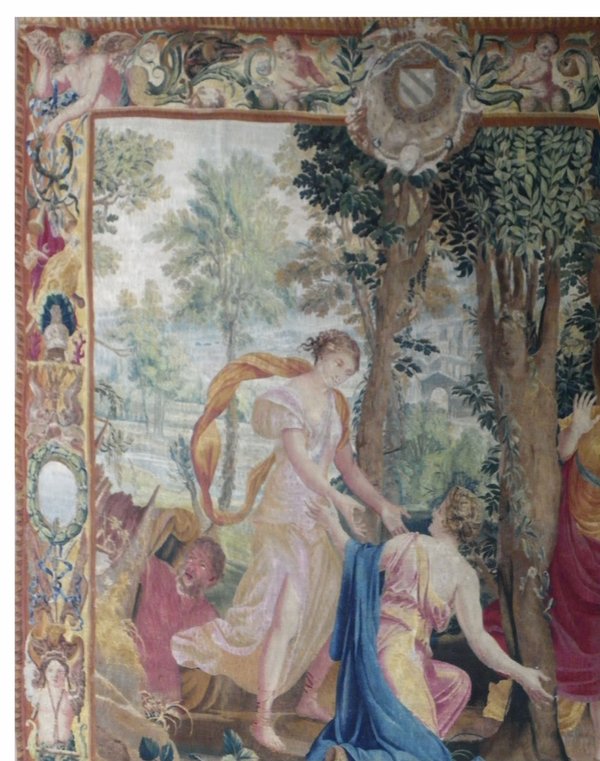 Tapisserie parisienne-Métamorphose d'Ovide- époque17e siècle-Dim: L285xH320